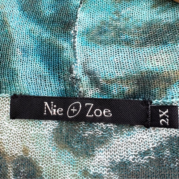 NIC + ZOE long cardigan sweater button down colorful knit blue green abstract 2X - Picture 12 of 14